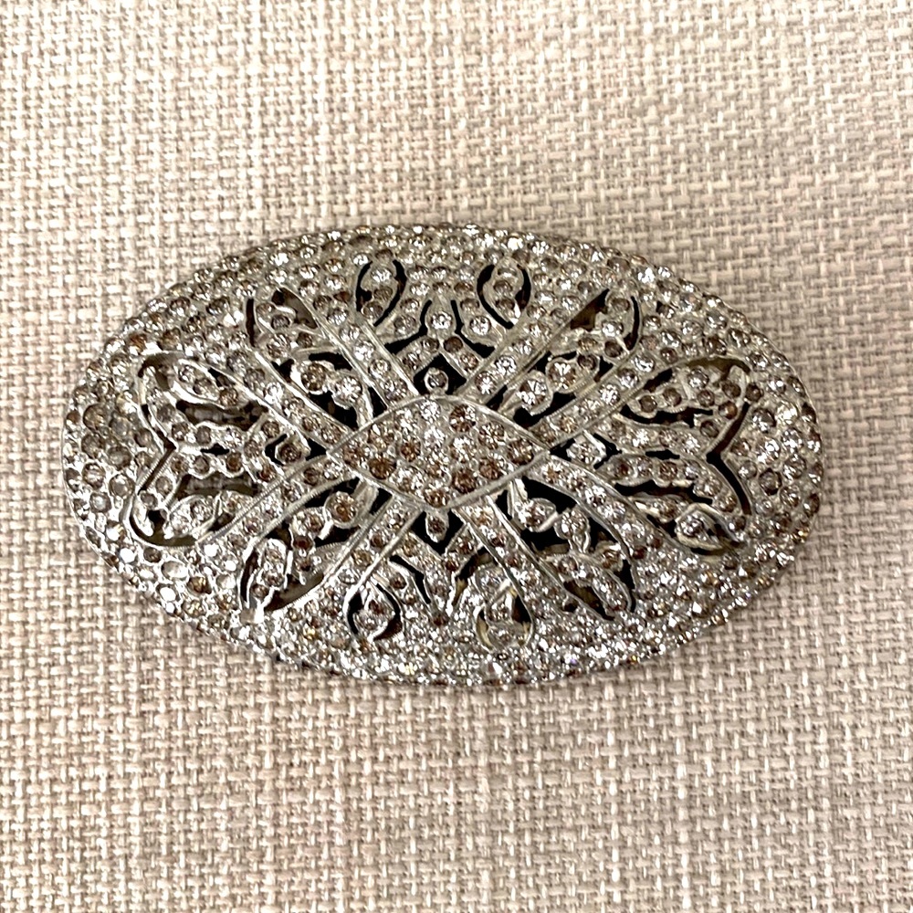 Vintage Victorian Silver & Rhinestone Brooch